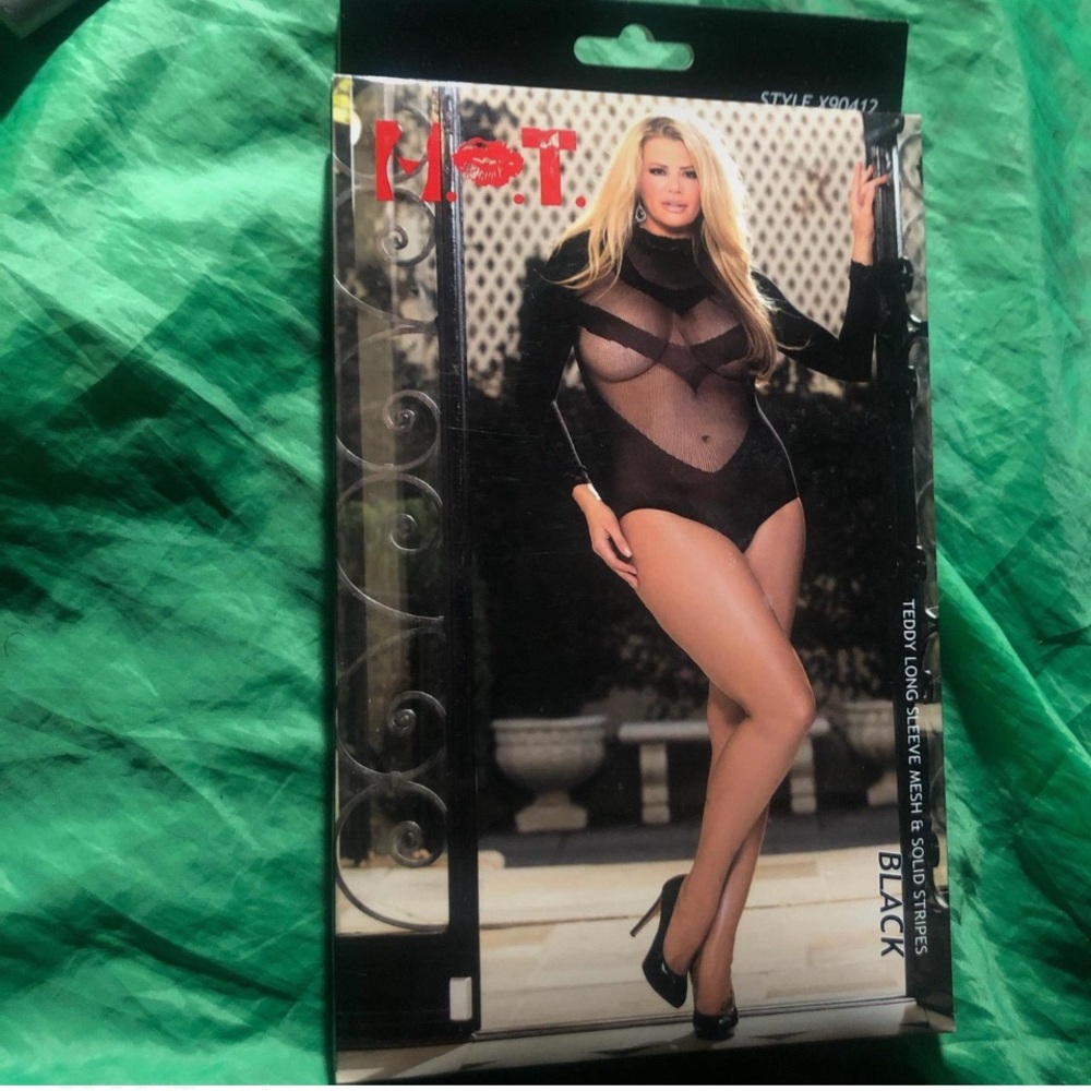 Shirley of Hollywood Black Mesh Teddy